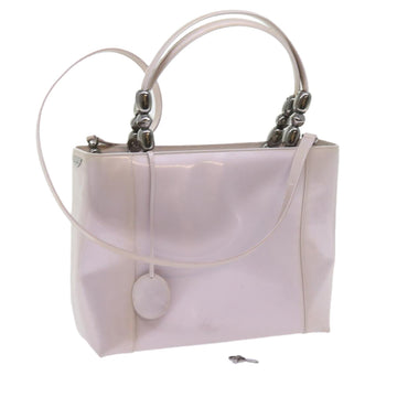 CHRISTIAN DIOR Maris Pearl Hand Bag Patent leather 2way Purple Auth yb410