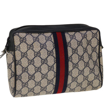 GUCCI GG Supreme Sherry Line Clutch Bag Red Navy 63 01 012 Auth yk10298