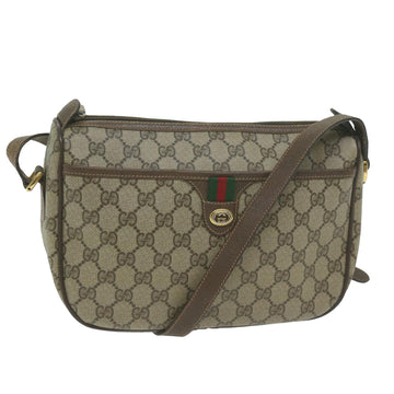 GUCCI GG Canvas Web Sherry Line Shoulder Bag PVC Beige Green Red Auth yk10468