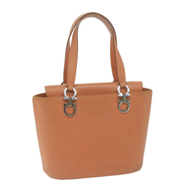 SALVATORE FERRAGAMO Gancini Hand Bag Leather Orange Auth yk10570