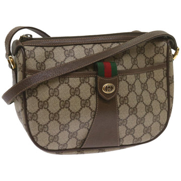 GUCCI GG Canvas Web Sherry Line Shoulder Bag Red Beige 89 02 032 Auth yk10871