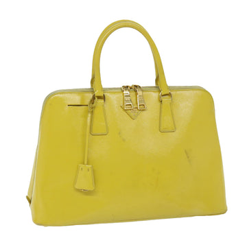 PRADA Hand Bag Patent leather Yellow Auth yk11073