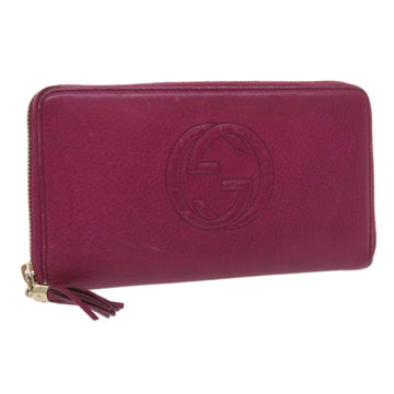 GUCCI Soho Long Wallet Leather Pink 291102 Auth yk11136