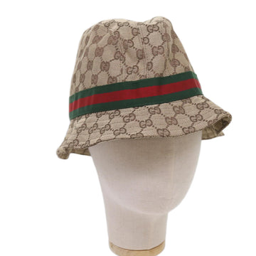 GUCCI GG Canvas Web Sherry Line Hat M Beige Red Green Auth yk11172