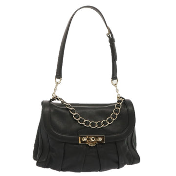BALLY Chain Hand Bag Leather Black Auth yk11212