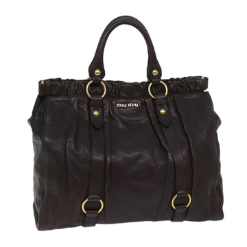 MIU MIU Hand Bag Leather Brown Auth yk11472