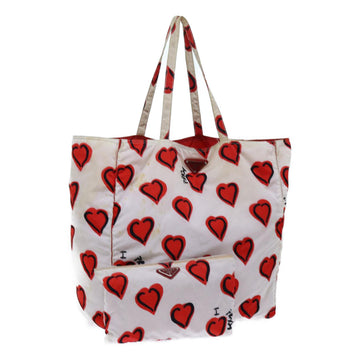 PRADA Heart Tote Bag Nylon Red Auth yk11927