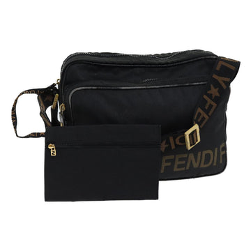 FENDI Shoulder Bag Canvas Black Auth yk11949
