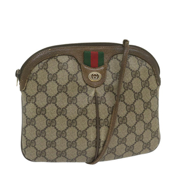 GUCCI GG Supreme Web Sherry Line Shoulder Bag PVC Leather Beige Red Auth yk9505