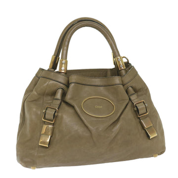 Chloe Victoria Hand Bag Leather Beige Auth yk9516