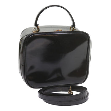 GUCCI Bamboo Vanity Cosmetic Pouch Patent leather Black 000 3270 Auth yk9625