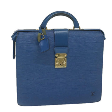 LOUIS VUITTON Epi Serviette Fermoir Business Bag Blue LV Auth yk9656