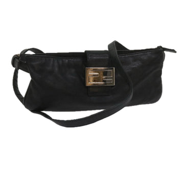 FENDI Shoulder Bag Leather Black 2354 26685 008 Auth yk9728