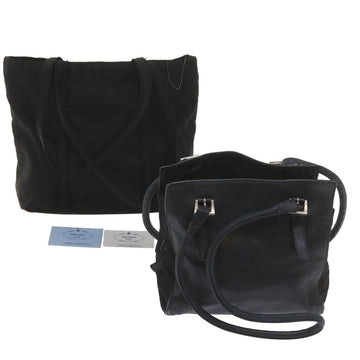 PRADA Pouch Shoulder Bag Leather nylon 3Set Black Blue Auth yk9746