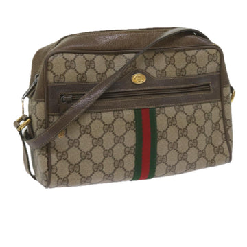 GUCCI GG Canvas Web Sherry Line Shoulder Bag PVC Beige Green Red Auth yk9773