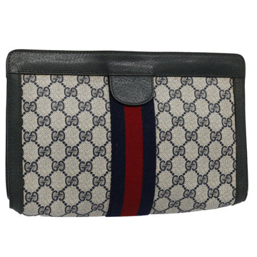 GUCCI GG Supreme Sherry Line Clutch Bag Navy Red 89 01 002 Auth yk9831