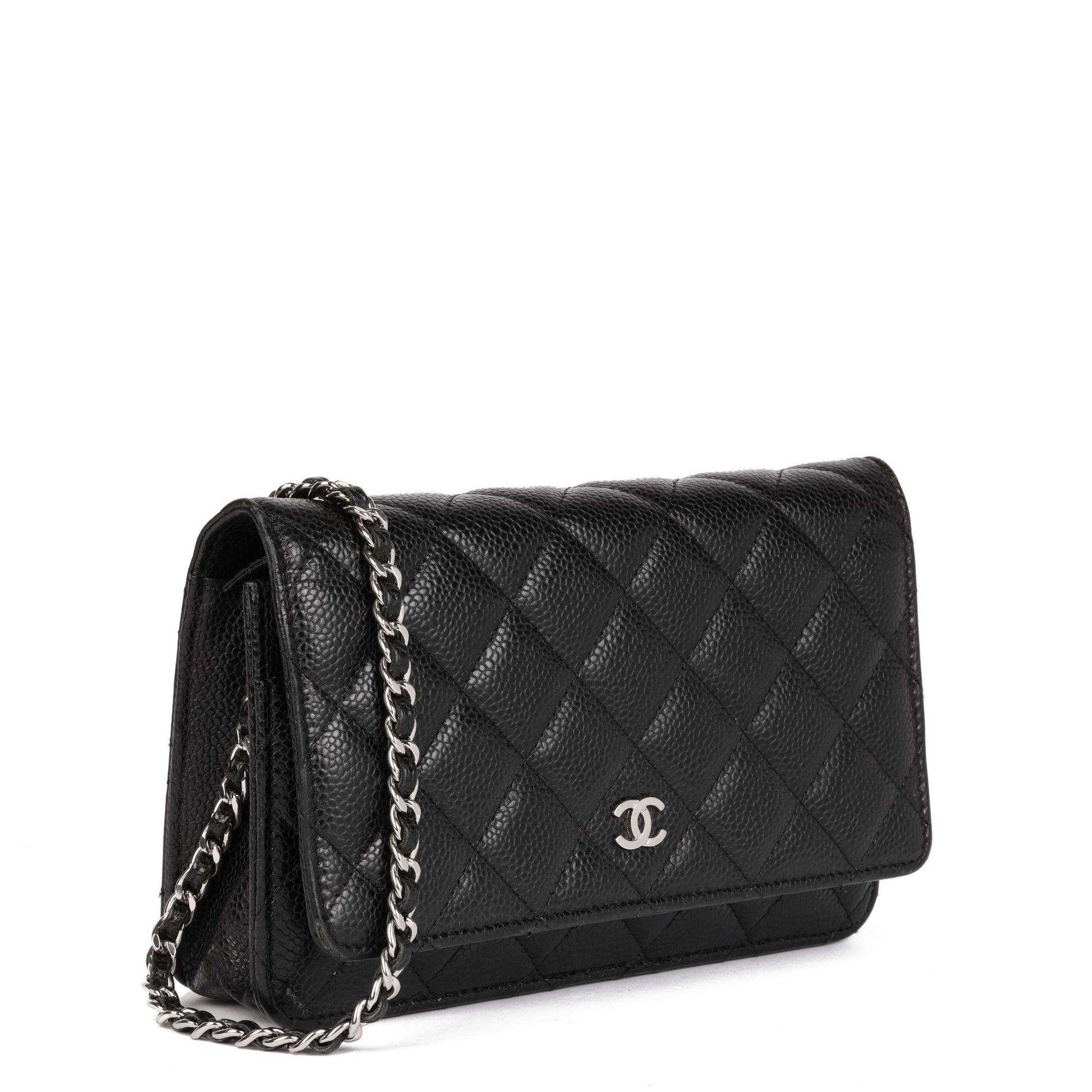 Chanel Black Quilted Caviar Leather Wallet-on-Chain WOC Shoulder Bag
