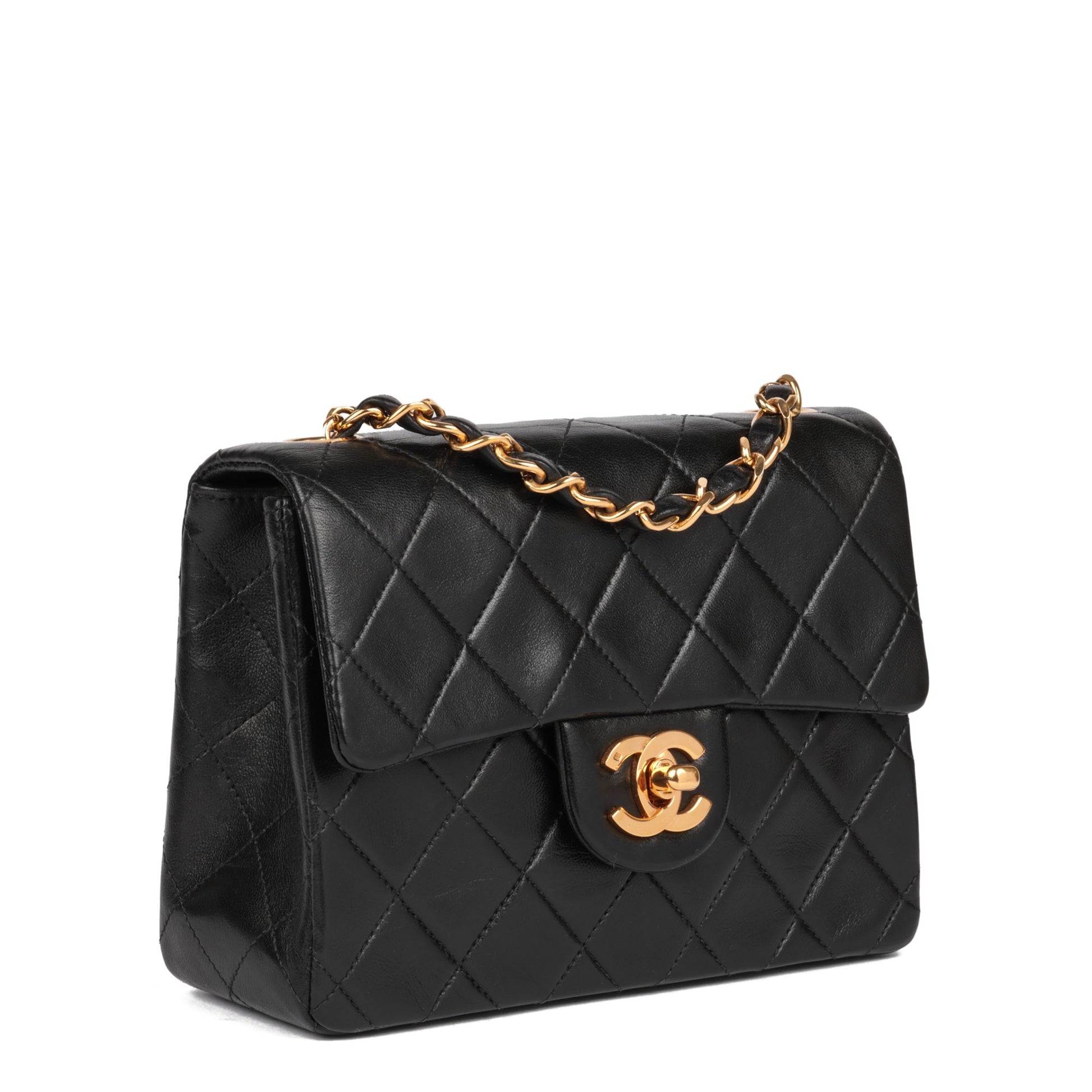 Chanel Black Quilted Lambskin Vintage Square Mini Flap Bag