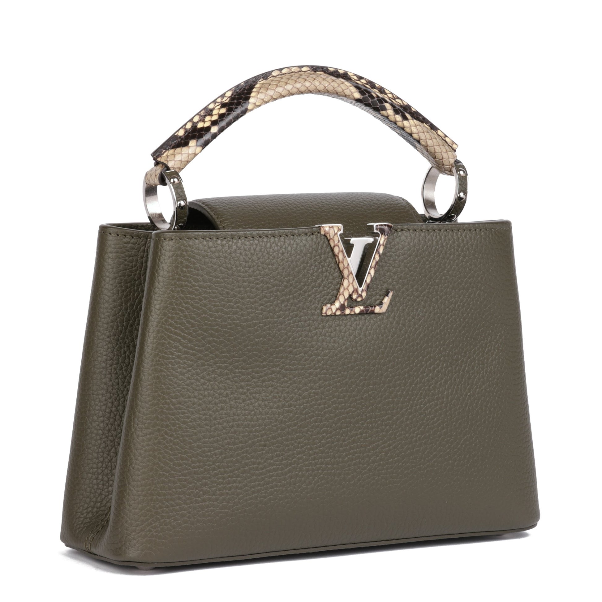 Louis Vuitton Khaki Taurillon Leather & Natural Python Leather Capucin