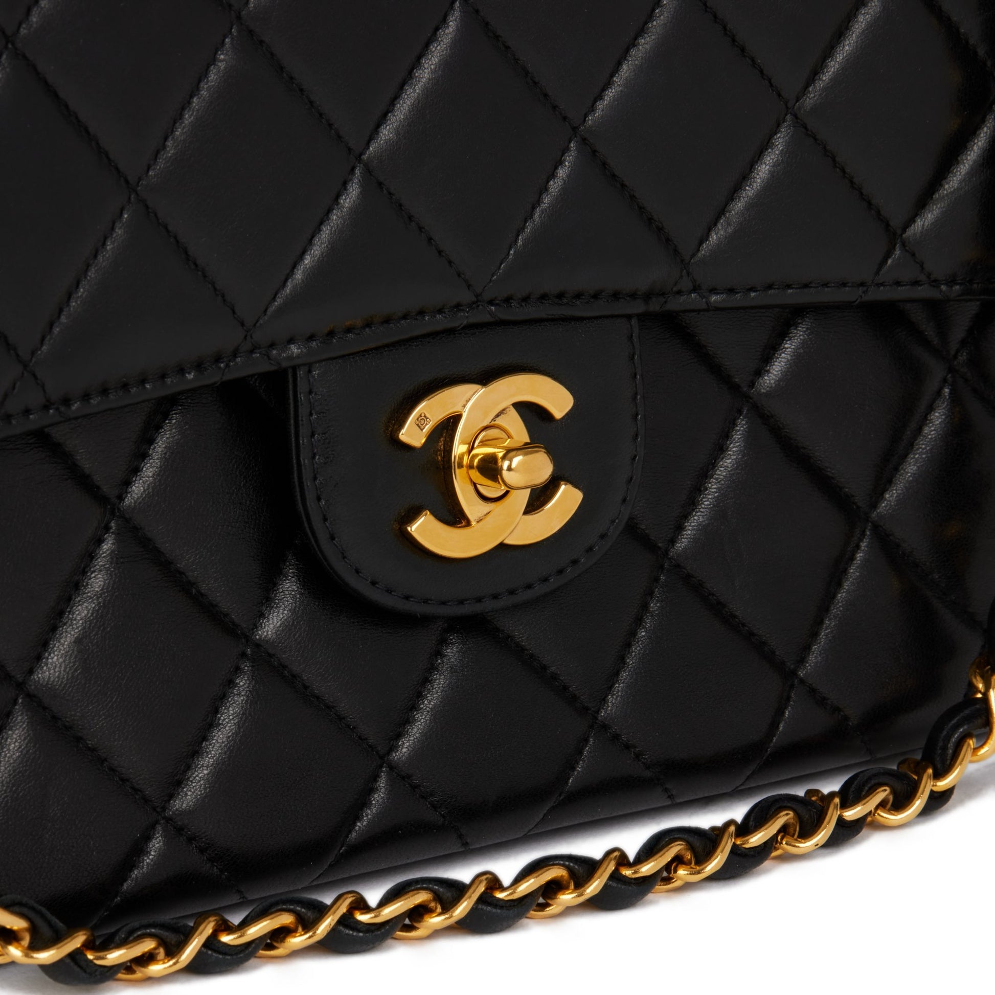 Chanel Black Quilted Lambskin Vintage Medium Double Sided Classic Flap