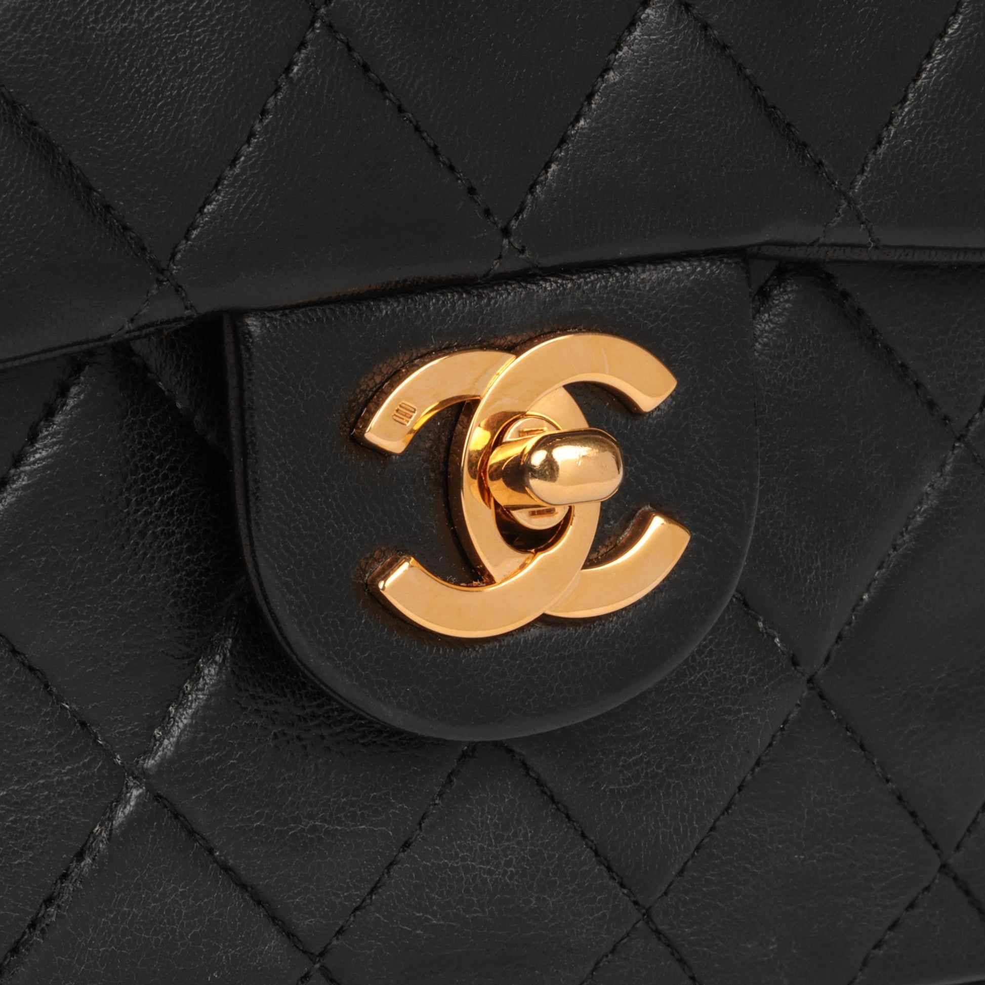 Chanel Black Quilted Lambskin Small Vintage Classic Double Flap