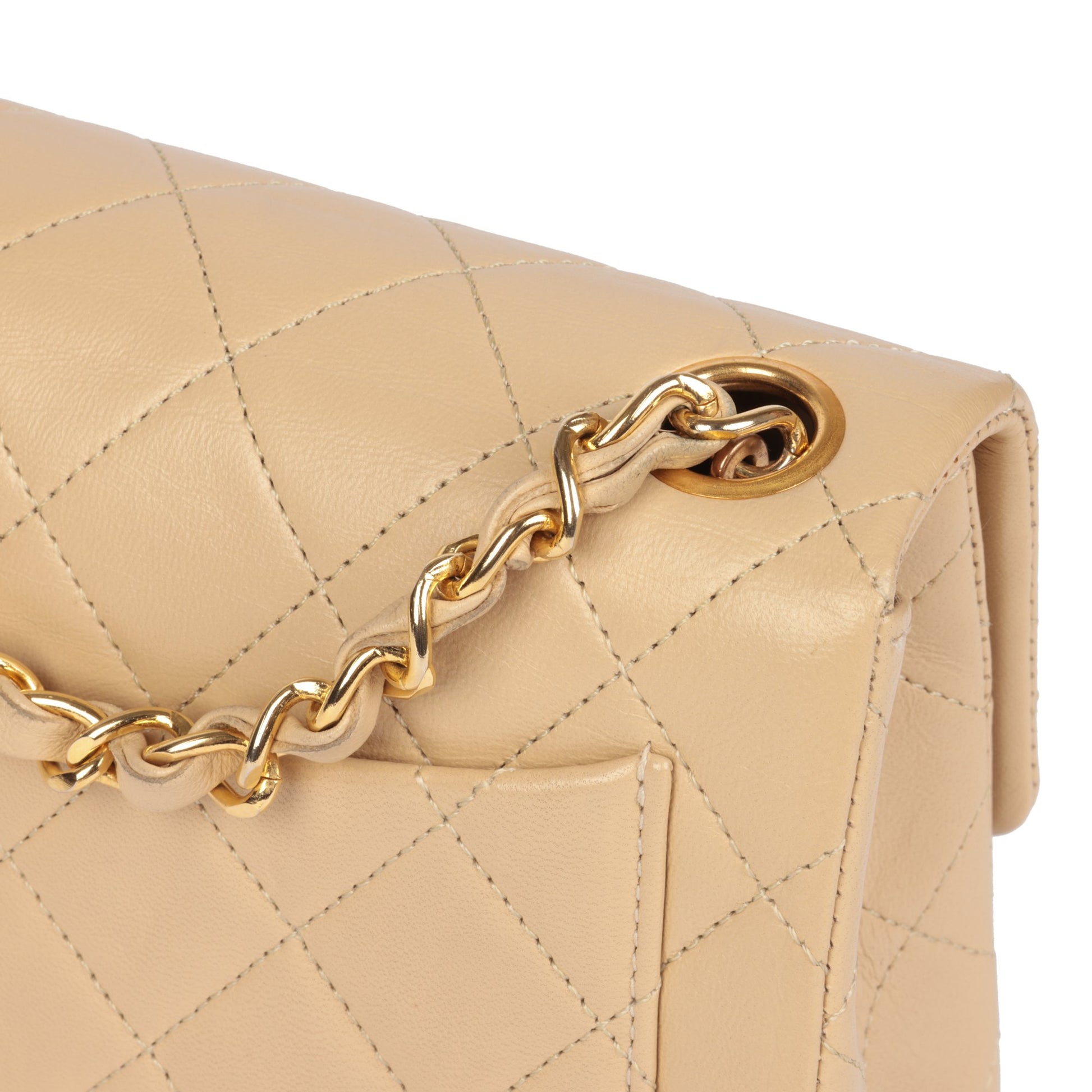 Chanel Quilted Mini Rectangular Flap Dark Beige Lambskin Gold