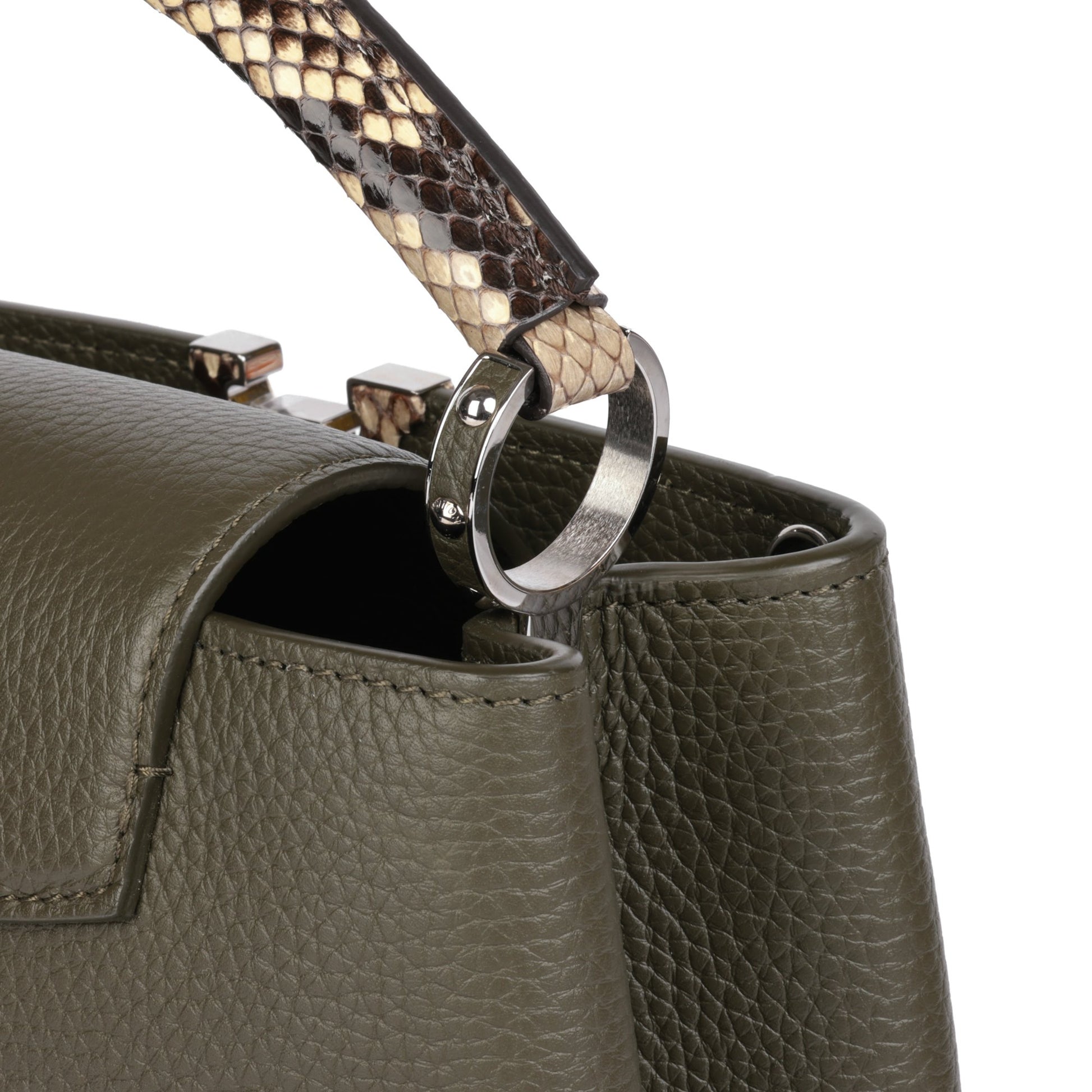 Louis Vuitton Khaki Green Taurillon Leather and Python Capucines PM Bag  Louis Vuitton