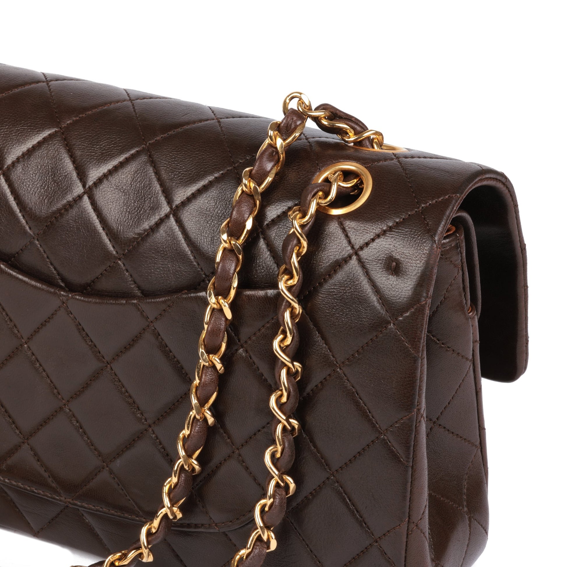Chanel Brown Quilted Lambskin Vintage Medium Classic Double Flap Bag