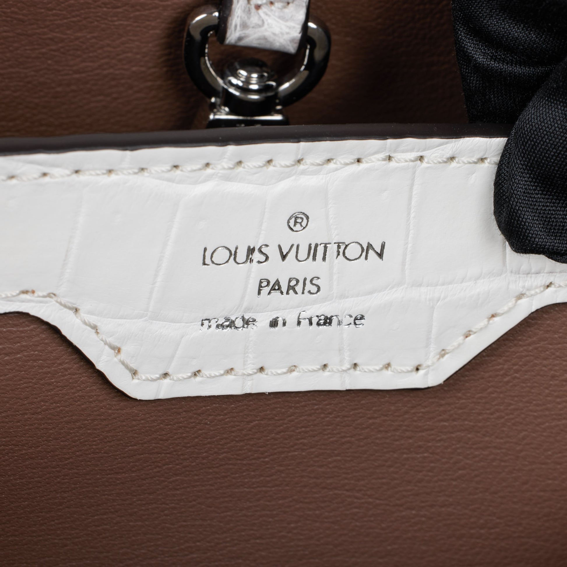 Louis Vuitton White Himalaya Matte Crocodile Leather Capucines MM Shou