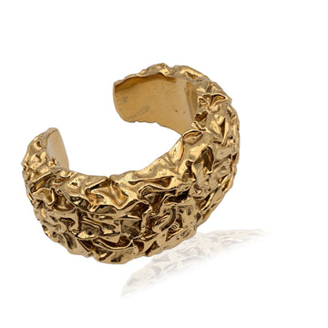 CHANEL By Maison Desrues Vintage Gold Metal Cuff Manchette Bracelet