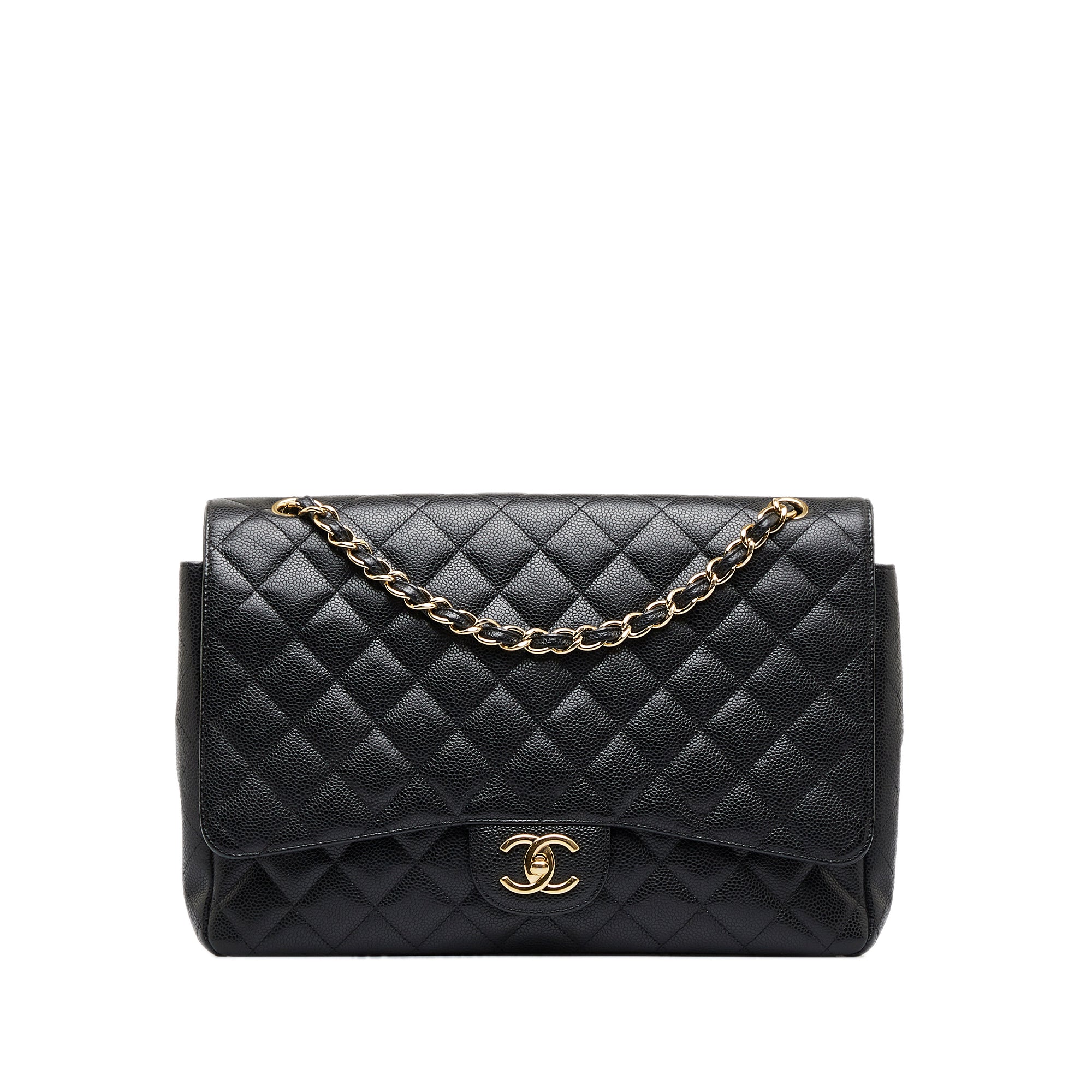 Chanel Maxi Classic Caviar Double Flap Shoulder Bag