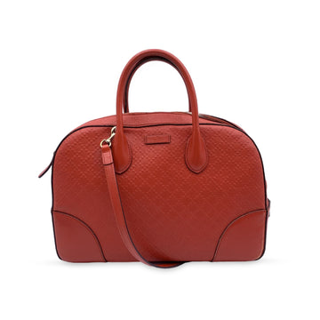GUCCI Red Diamante Bright Embossed Leather Bowling Bag