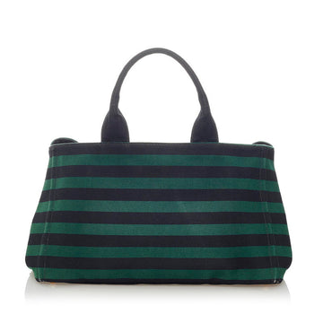 PRADA Striped Canapa Handbag