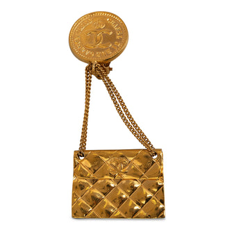 CHANEL Quilted Flap Bag CC Brooch