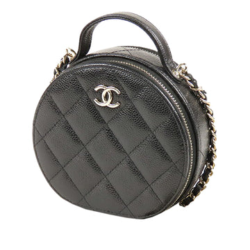 Chanel CC Caviar Round Chain Crossbody Bag