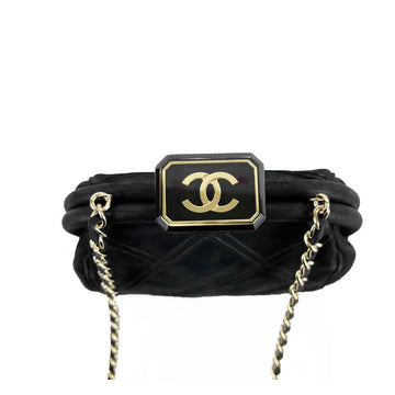 CHANEL - Mini Crossbody Clutch - Black Quilted /Gold-tone - '' Closure