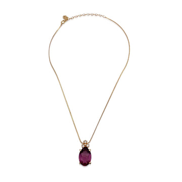 CHRISTIAN DIOR Vintage Gold Oval Purple Crystal Pendant Necklace