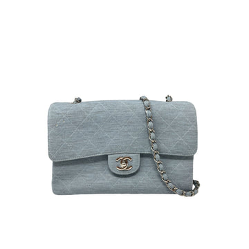 CHANEL Chanel Timeless Blue Jersey Shoulder Bag - Blue