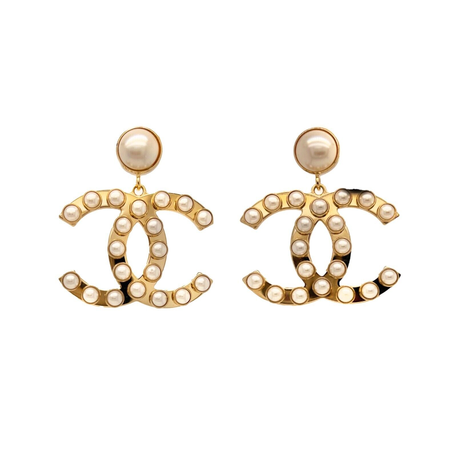 chanel dangle earrings cc logo