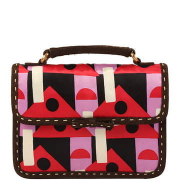 PRADA Holiday & Brown Collaborations Multi Pattern Top Handle Bag Pink/Multi