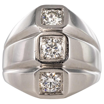 1950s Diamonds 18 Karat White Gold Modernist Ring