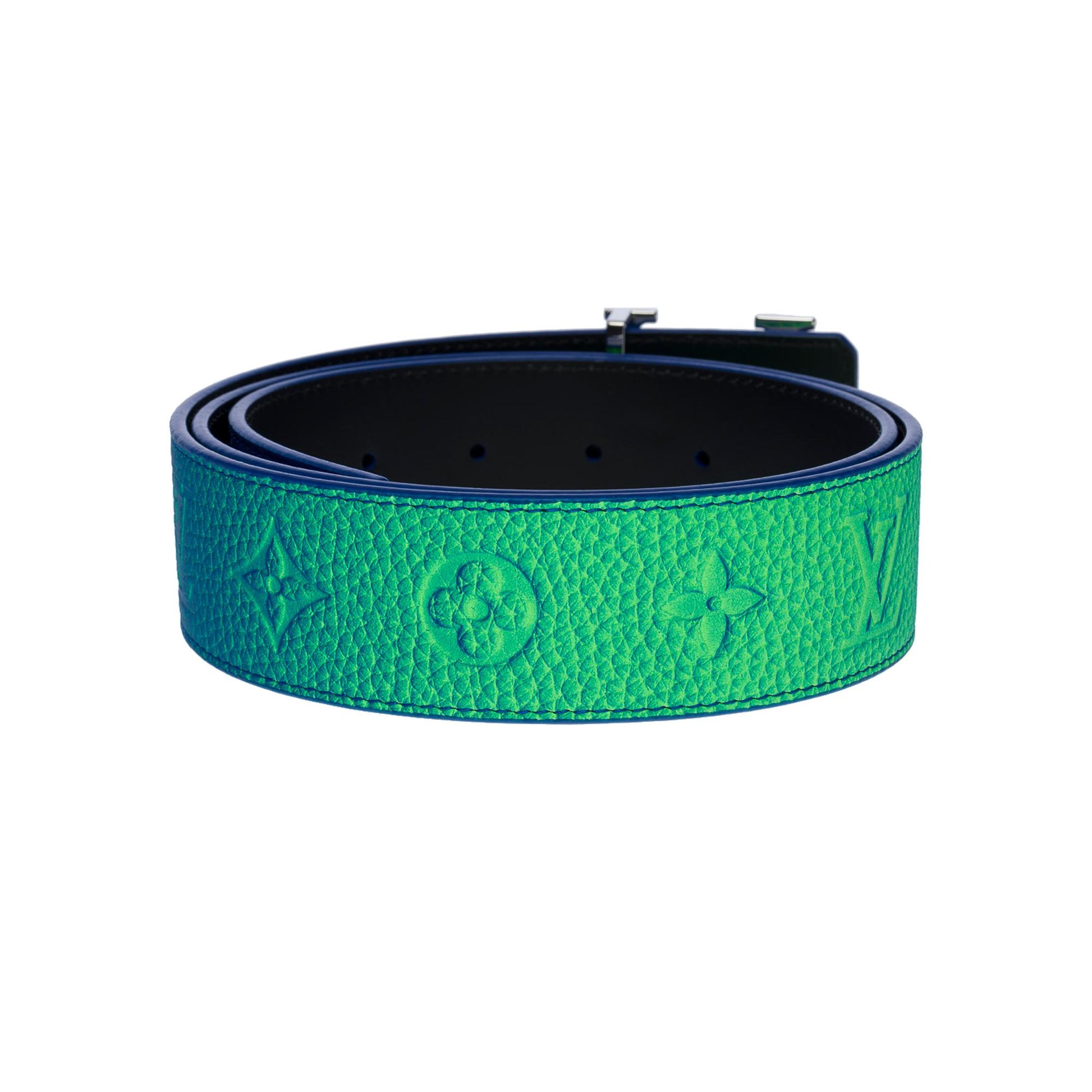 Brand new/Men Fashion Shows/LV Reversible Belt in Blue & Green Monogram Leather