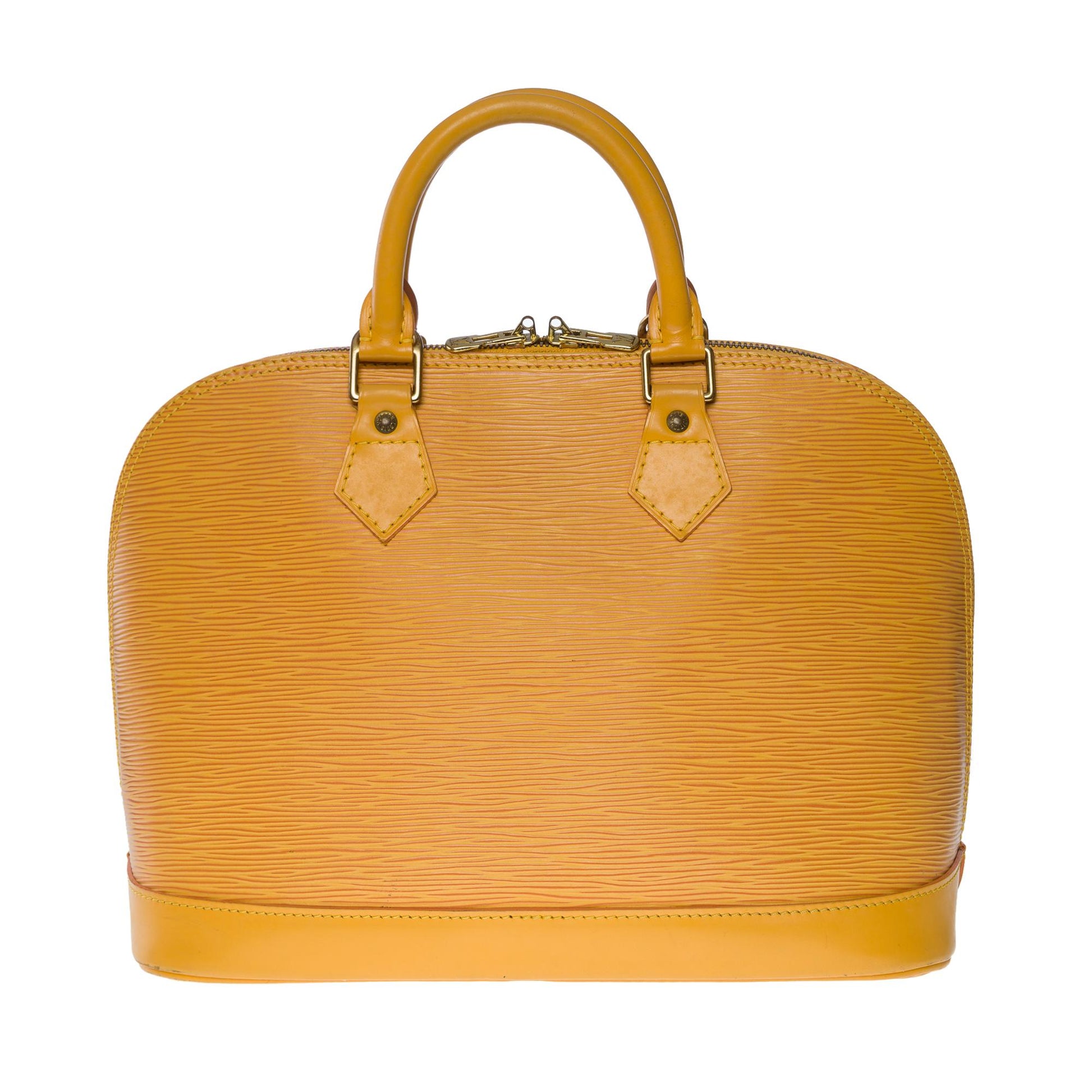 Louis Vuitton Alma Handbag in Yellow Epi Leather with Gold Hardware