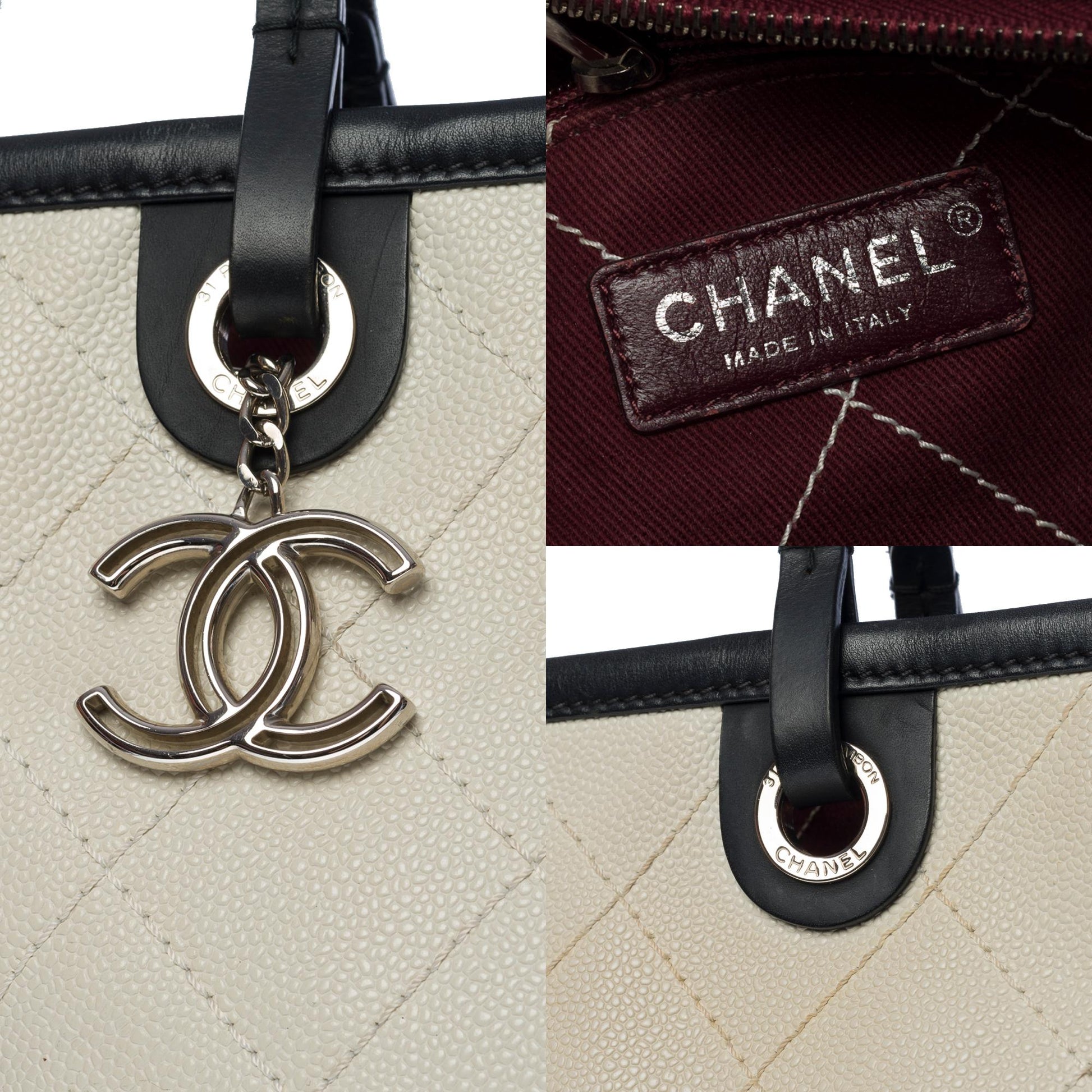 CHANEL Amazing Shopping Tote bag in White Caviar quilted leather, SHW