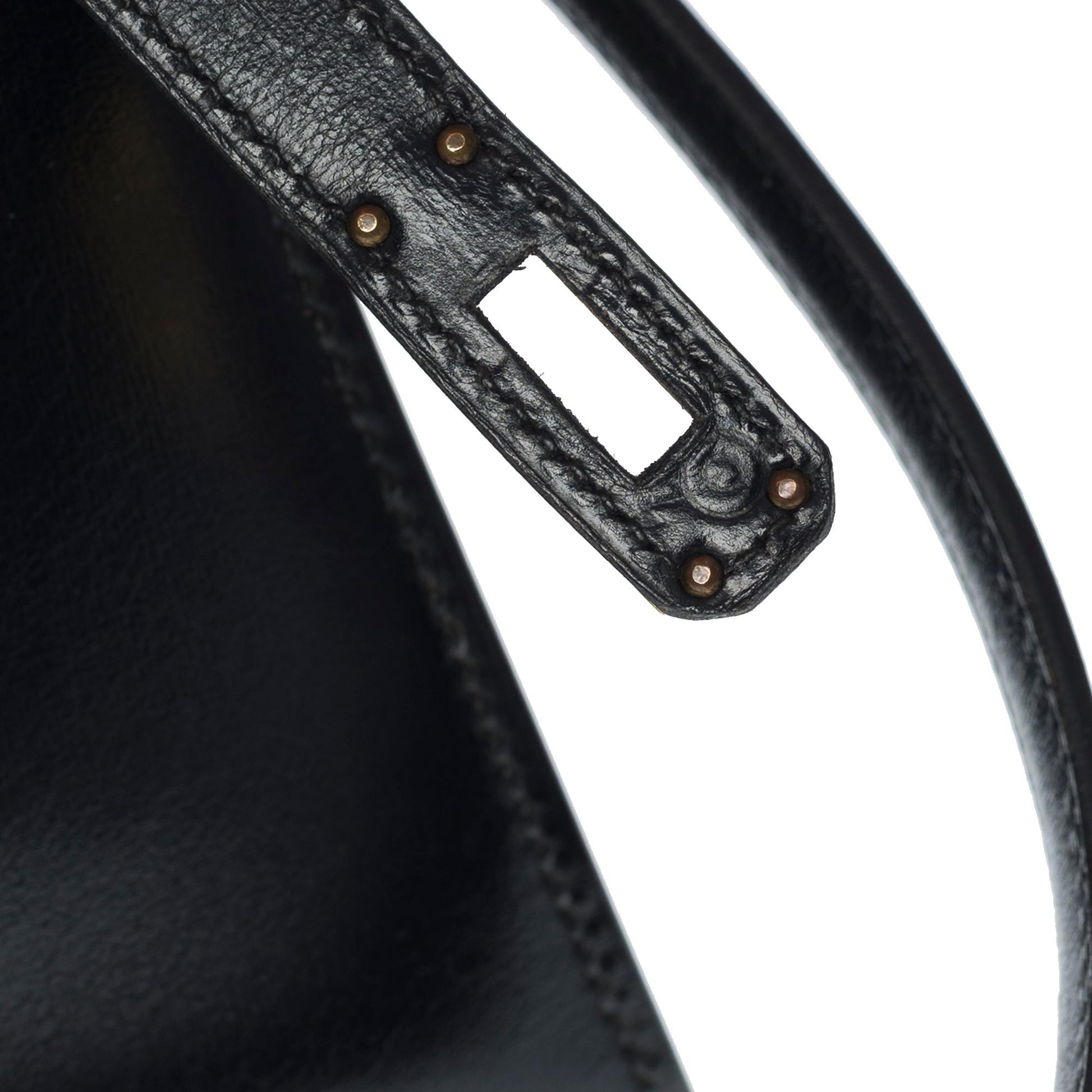 Hermès mini kelly handbag 20 black leather shoulder strap cm-101136  ref.872855 - Joli Closet