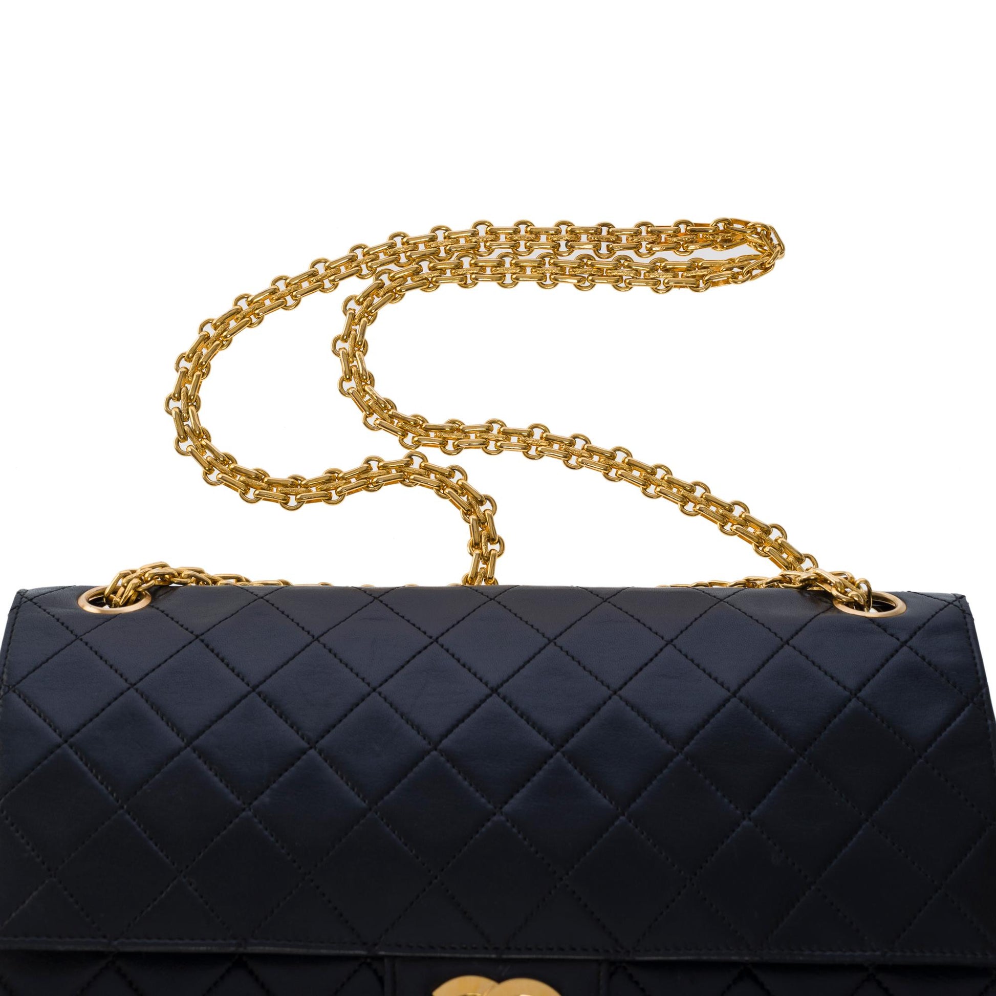 CHANEL Timeless/Classic double flap shoulder bag in black quilted lamb