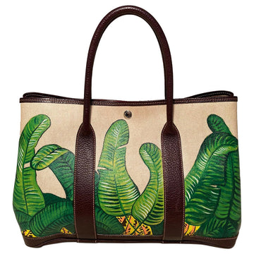 HERMES Hand Painted Banana Leaf Garden Party 35