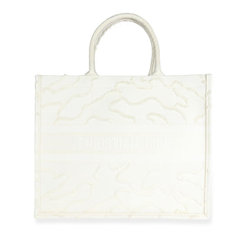 CHRISTIAN DIOR White Camouflage Embroidery Large Book Tote