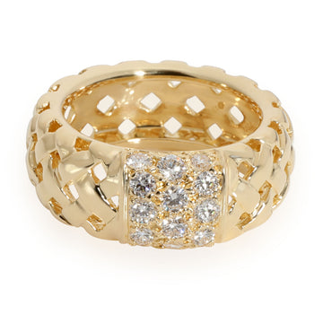 TIFFANY & CO. Vannerie Basket Weave Diamond Ring in 18K Yellow Gold 0.70 CTW