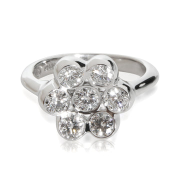 BVLGARI Vintage Diamond Flower Shaped Cluster Ring in Platinum 1 CTW
